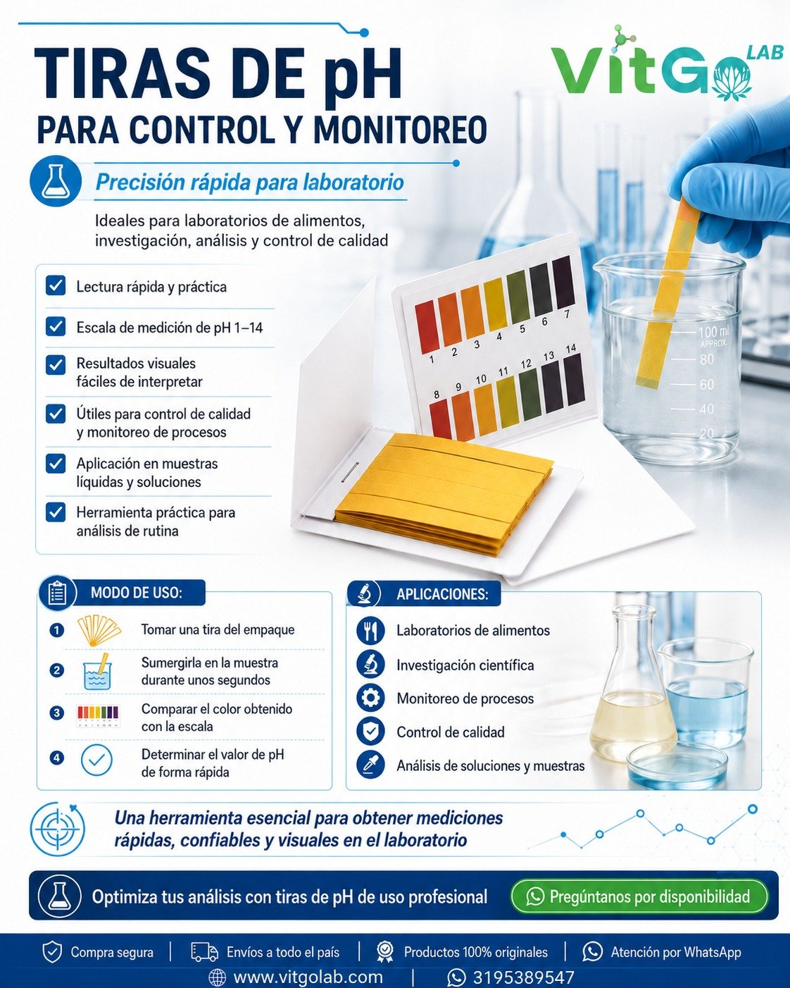 Tiras Papel Ph 1-14 Tornasol Indicador Universal - Imagen 10